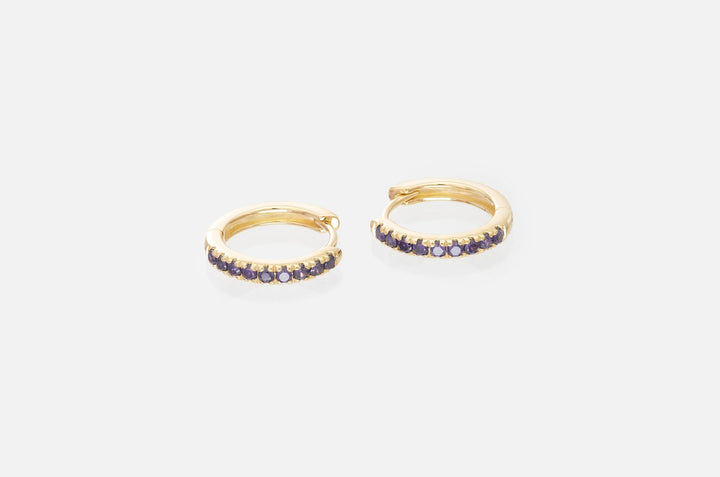 Amethyst Hoop Earrings, February Birthstone Gifts, Huggies Hoop Earrings, Minimal Hoop Earrings