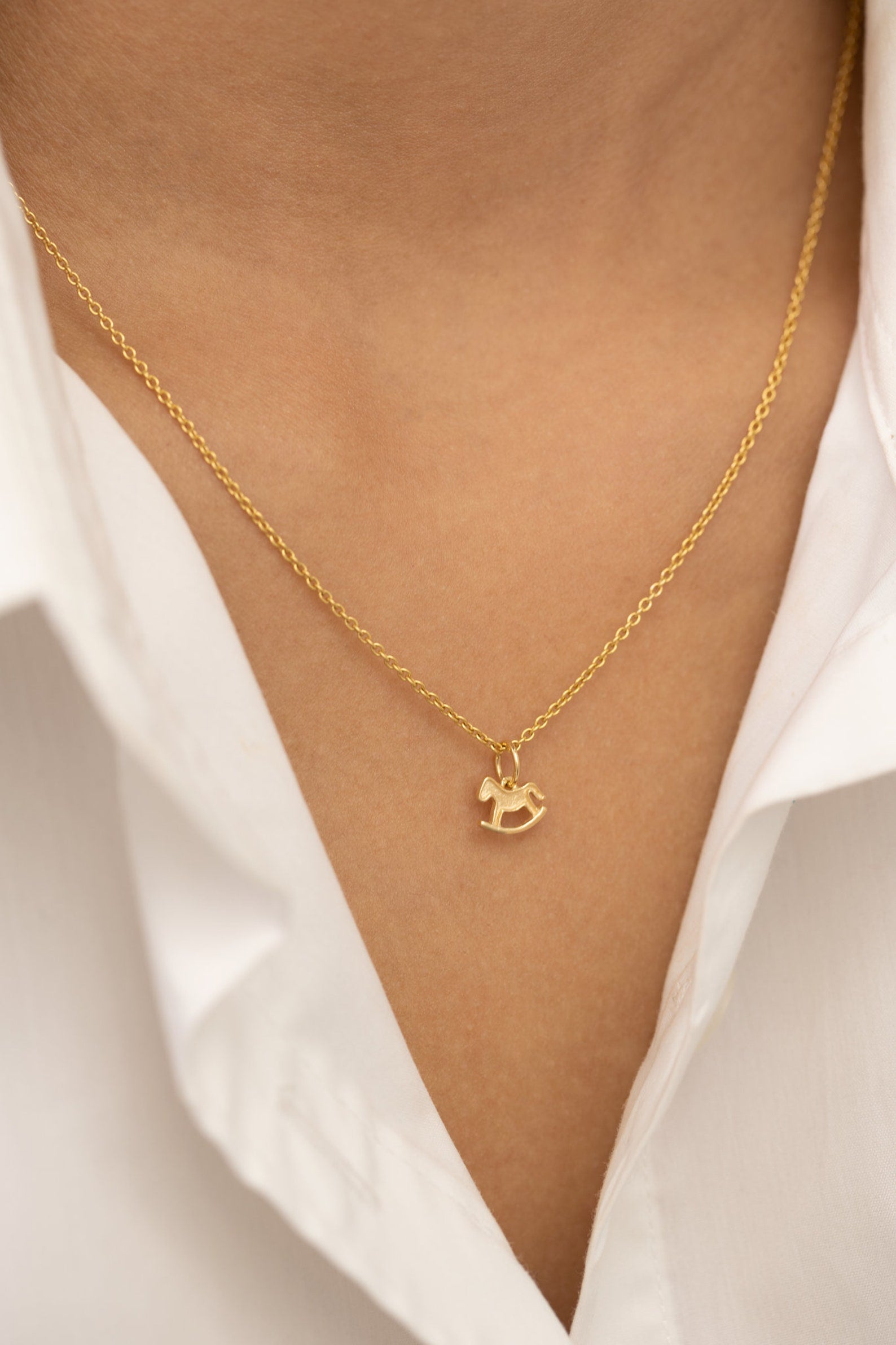 Rocking Horse Necklace, Rocking Horse Pendant Charm, Baby Horse Necklace, Gift for Animal Lover, Horse Memorial Gift