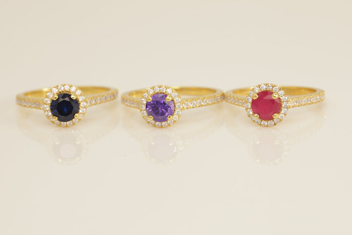 Diamond Halo Amethyst Engagement Ring, February Birthstone Ring, Vintage Style Amethyst Ring, Bridal Promise Ring for Women