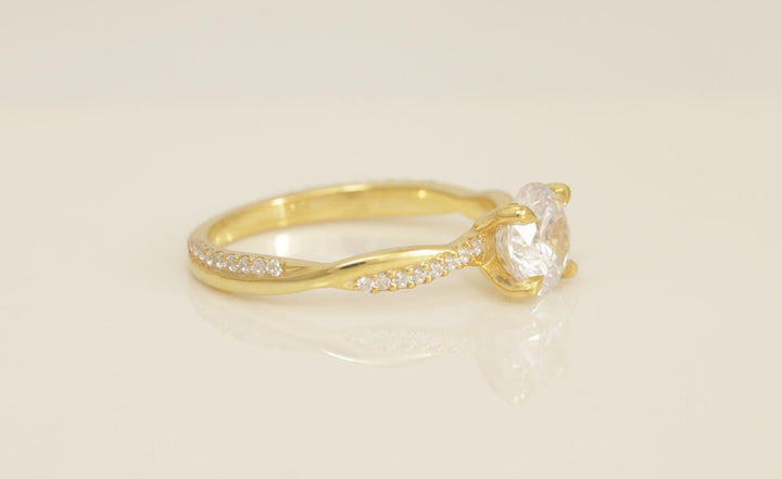 0.84 CT Twisted Diamond Engagement Ring, Diamond Solitaire Wedding Ring, Twisted Infinity Ring, Bridal Promise Ring for Women