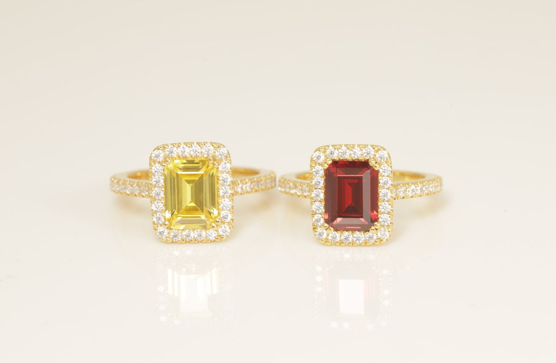 Diamond Halo Garnet Engagement Ring, Gemstone Wedding Ring, Birthstone Ring, Bridal Promise Ring, Anniversary Ring Gift for Her