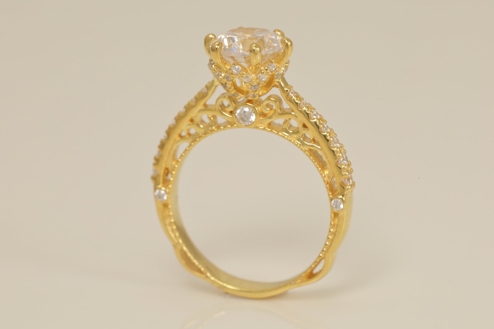 Cathedral Set Diamond Engagement Ring, Six Prong Diamond Anniversary Ring Gift for Her, Bridal Promise Ring, Wedding Ring