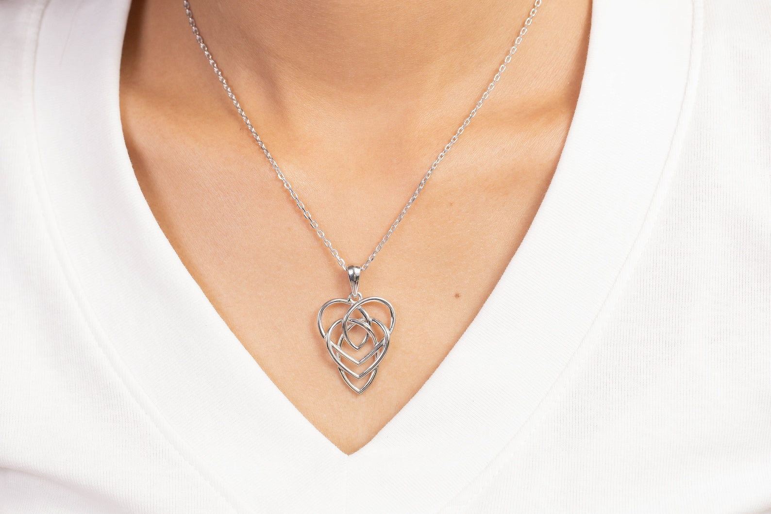Celtic Motherhood Knot Necklace, Sterling Silver Knot Necklace, Child Celtic Knot Necklace