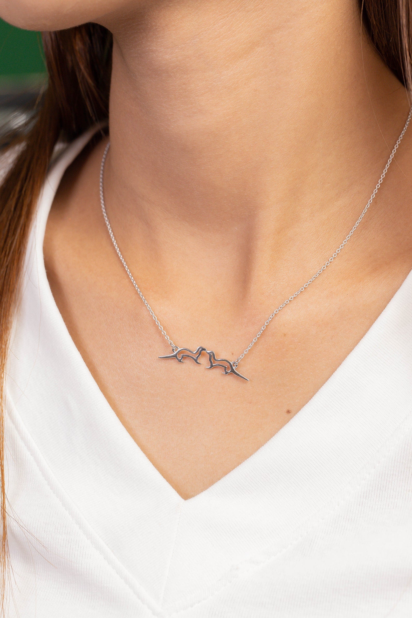 Kissing Sea Otters Necklace, Lover otter Necklace, Sea Otter Pendant, His and Her Jewelry, Animal Necklace