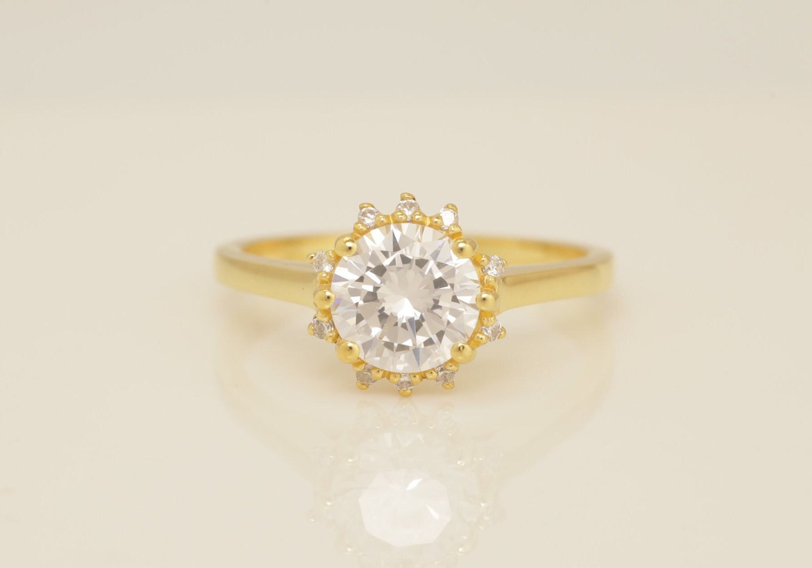 1.0 CT Diamond Cluster Engagement Ring, Floral Ring Gift for Women, Anniversary Ring, Vintage Jewelry