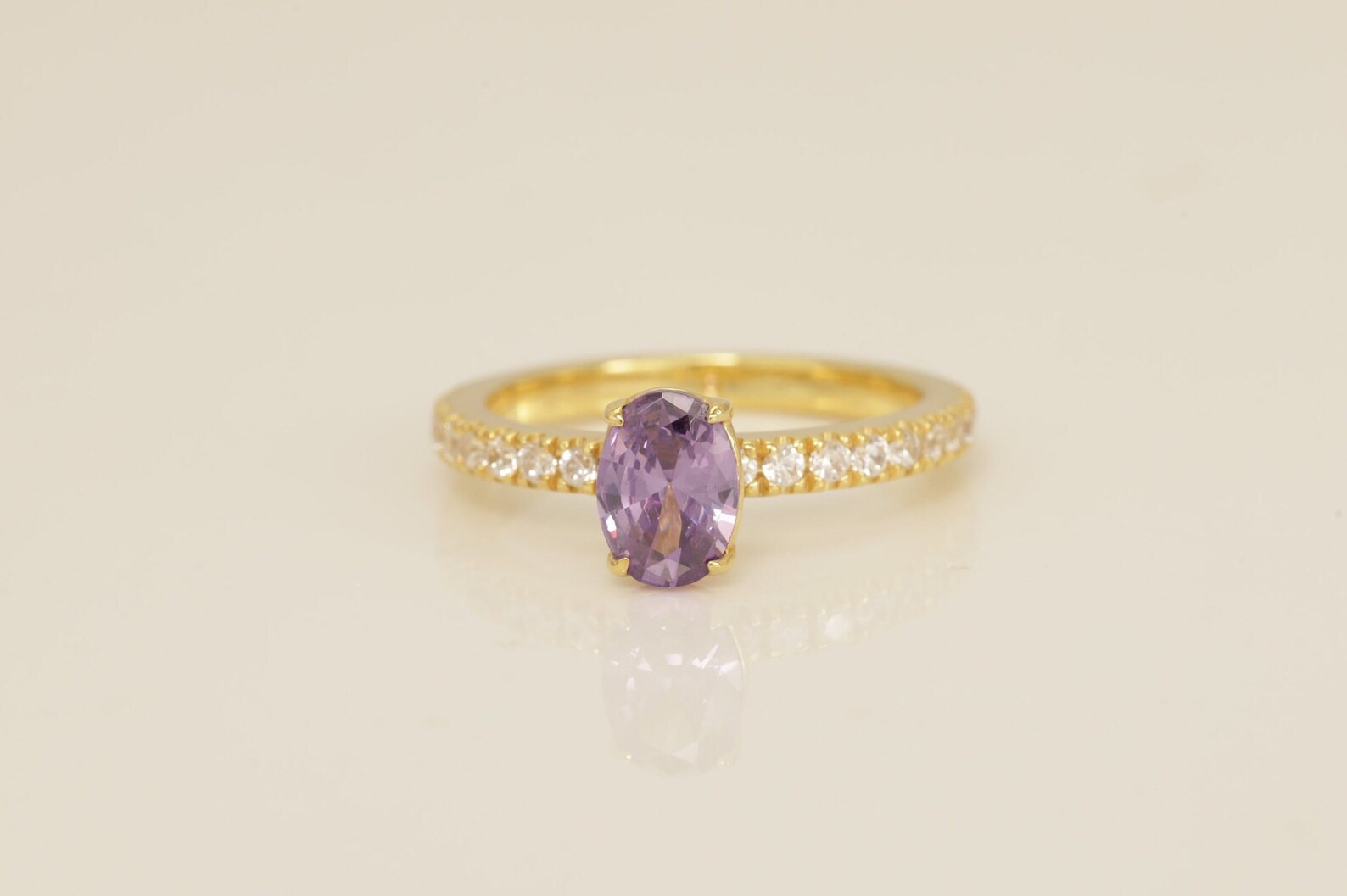 Oval Cut Amethyst Engagement Ring, February Birthstone Ring, Promise ring Gift for Her, Anniversary Gift