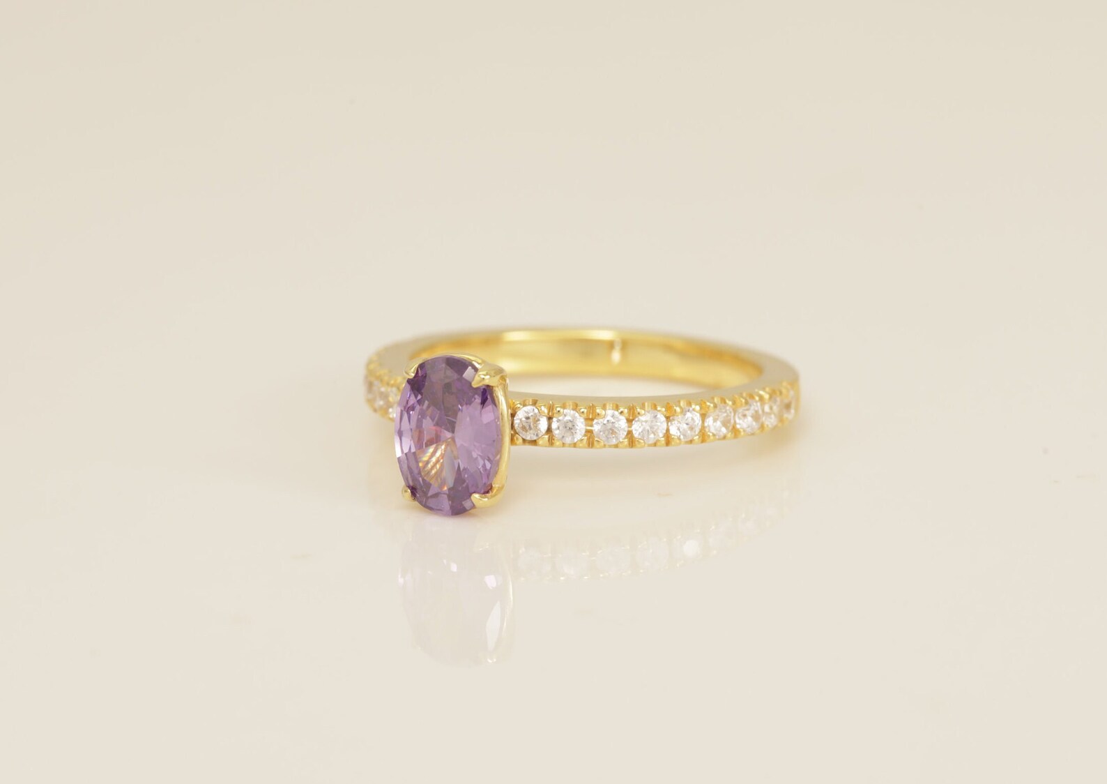 Oval Cut Amethyst Engagement Ring, February Birthstone Ring, Promise ring Gift for Her, Anniversary Gift
