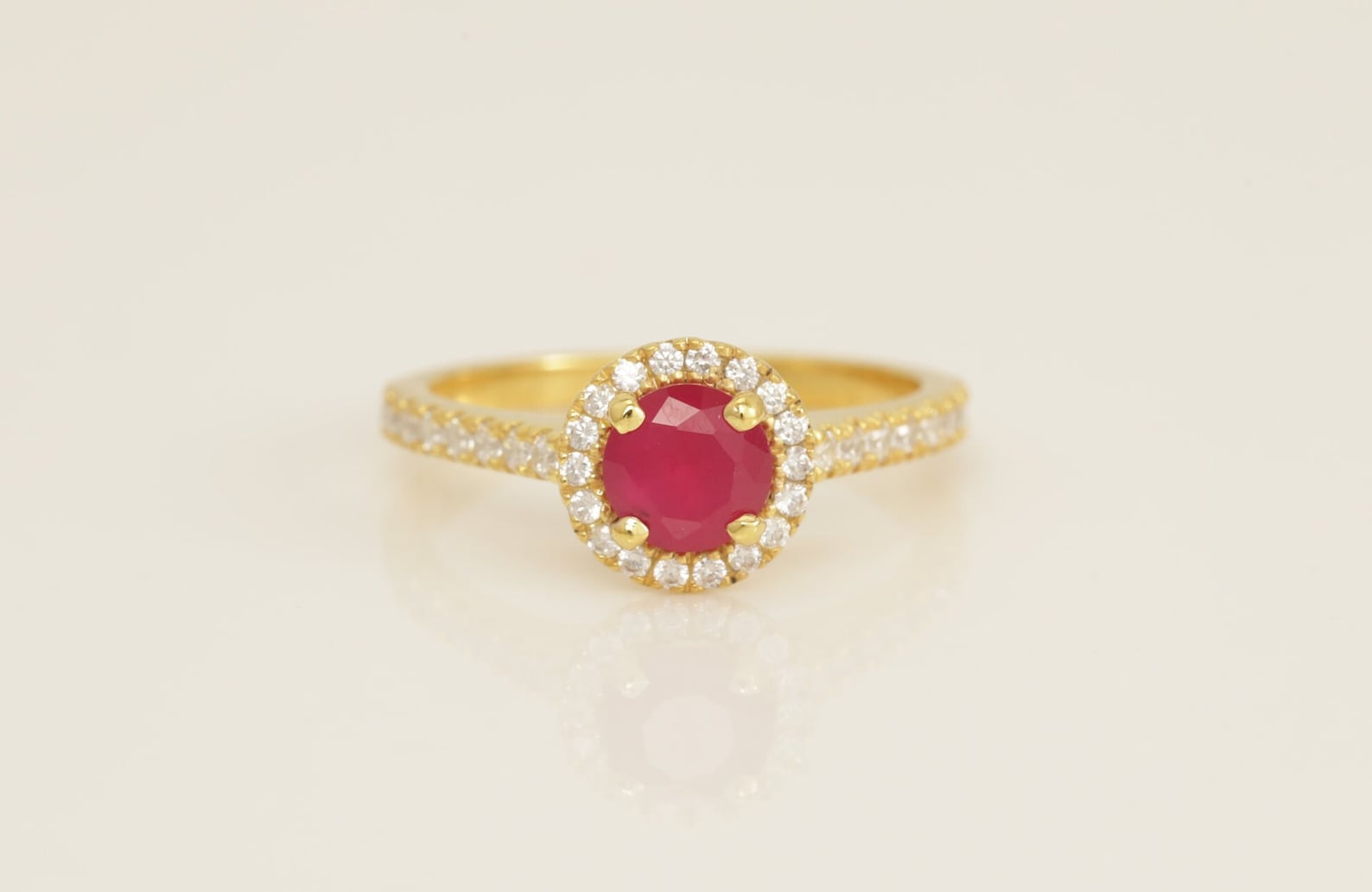 Diamond Halo Ruby Engagement Ring, July Birthstone Ring, Vintage Style Ruby Ring, Bridal Promise Ring for Women, Anniversary Ring