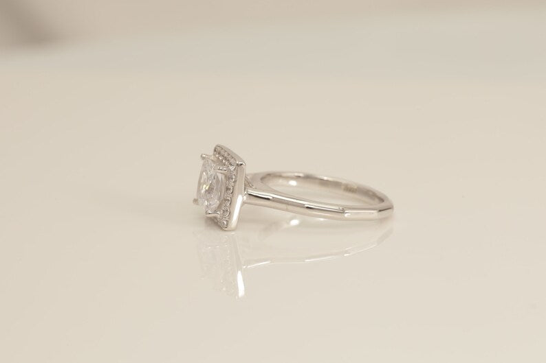 Princess Cut Diamond Engagement Ring, Vintage Diamond Wedding Band, Anniversary Ring, Bridal Promise Ring