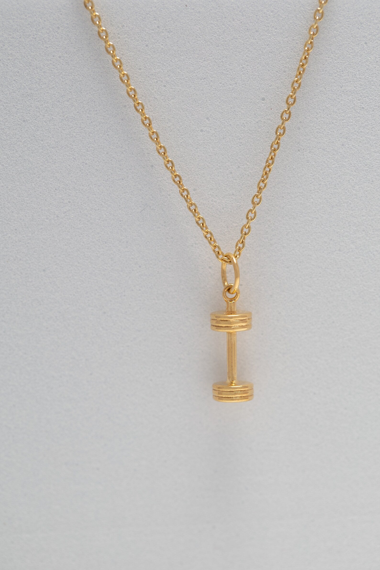 Dumbbell Necklace, Dumbbell Pendant Necklace, Weight Lifting Charm Necklace, Layering Necklace, Gift for Gym Lover