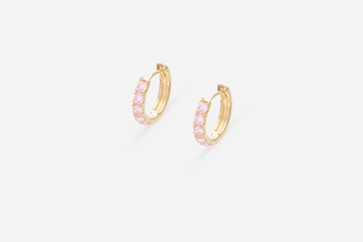 Five Stones Pink Sapphire Hoop Earring, September Birthstone Gifts, Huggie Hoops, Minimal Hoop Earring