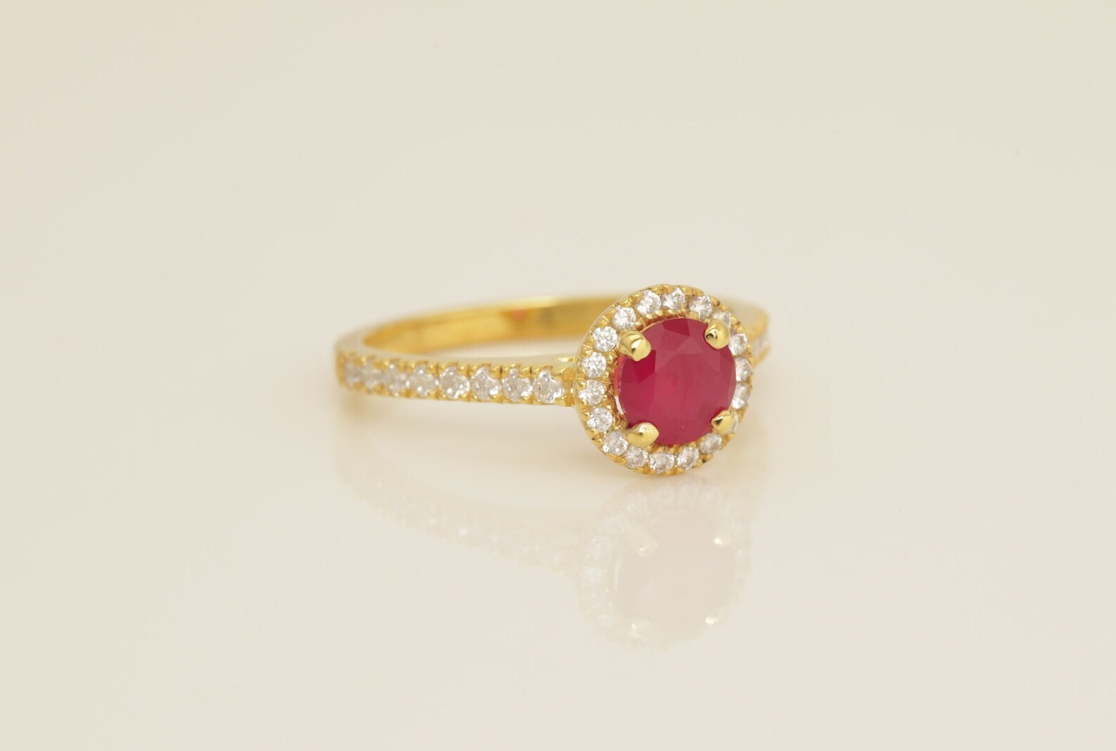 Diamond Halo Ruby Engagement Ring, July Birthstone Ring, Vintage Style Ruby Ring, Bridal Promise Ring for Women, Anniversary Ring