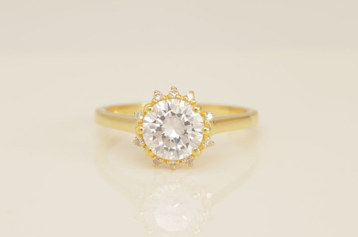 1.0 CT Diamond Cluster Engagement Ring, Floral Ring Gift for Women, Anniversary Ring, Vintage Jewelry