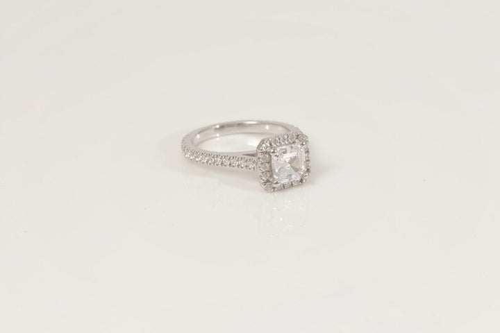 4 CT Assher Cut Diamond Engagement Ring, Diamond Halo Wedding Ring, Promise Ring for Women, Anniversary Ring