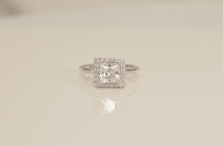 Princess Cut Diamond Engagement Ring, Vintage Diamond Wedding Band, Anniversary Ring, Bridal Promise Ring