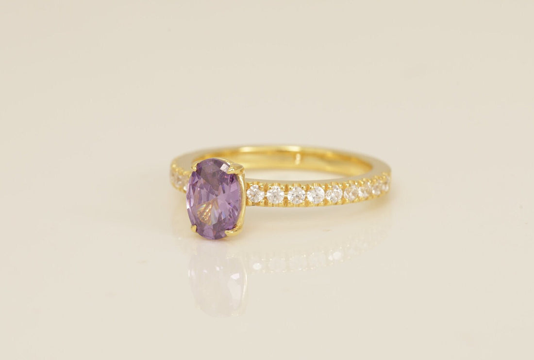 Oval Cut Amethyst Engagement Ring, February Birthstone Ring, Promise ring Gift for Her, Anniversary Gift