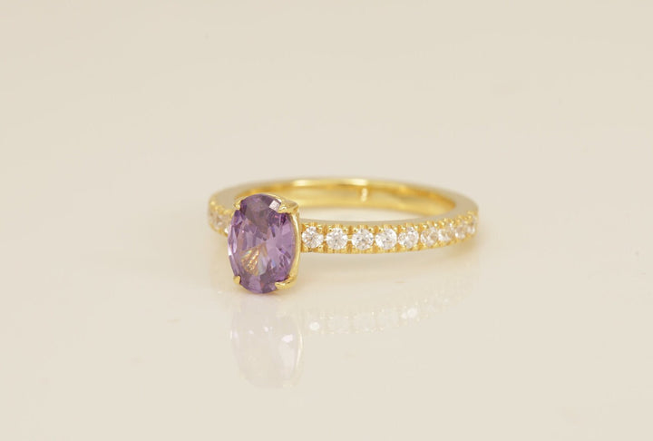 Oval Cut Amethyst Engagement Ring, February Birthstone Ring, Promise ring Gift for Her, Anniversary Gift