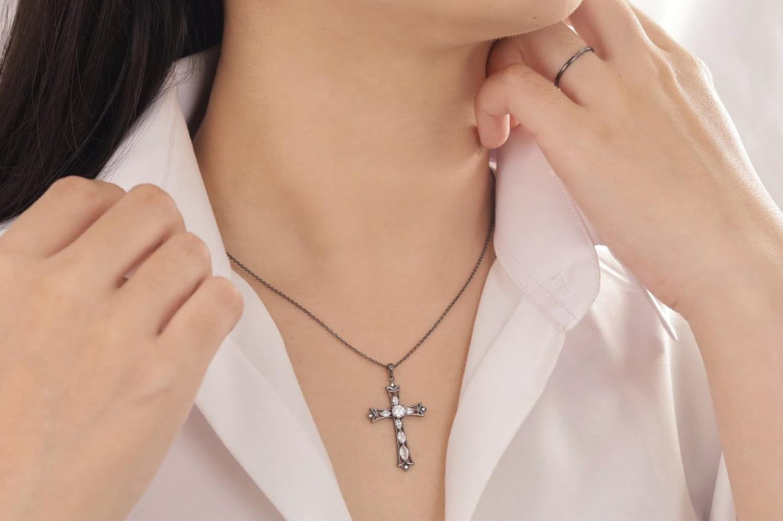 Diamond Cross Necklace, Christian Faith Necklace for Women, Cross Pendant Necklace, Religious Necklace, Baptism Gift, Protection Necklace