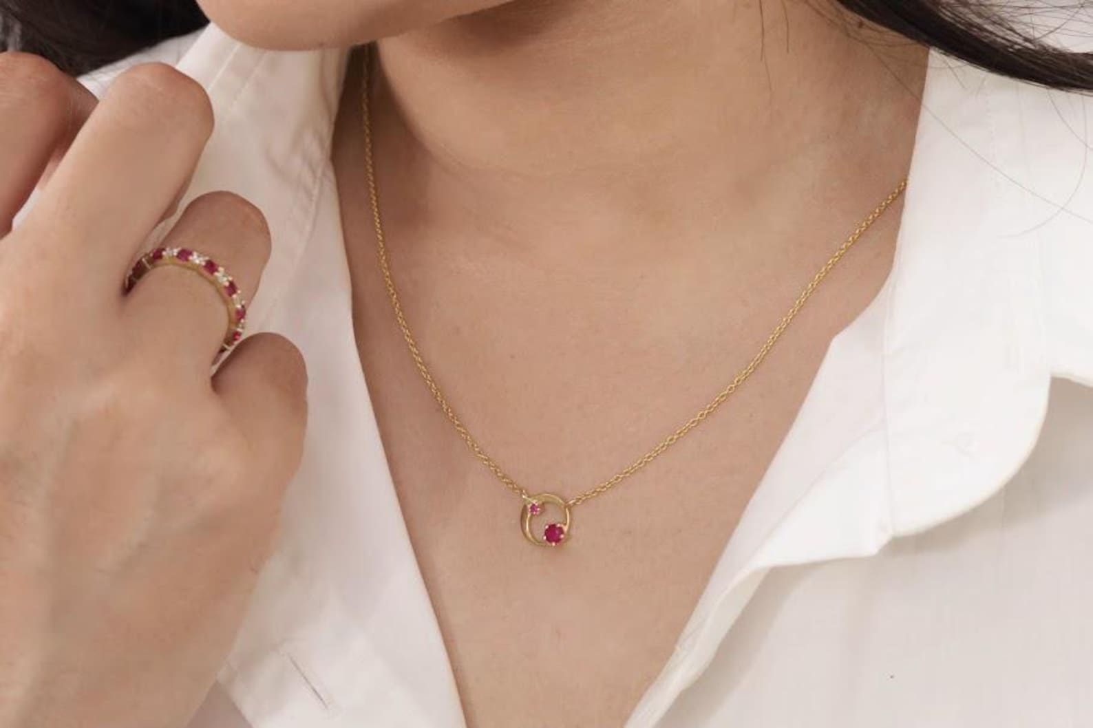 Karma Necklace / Diamond Circle Necklace / Cluster Necklace / Minimalist Necklace / Layering Necklace