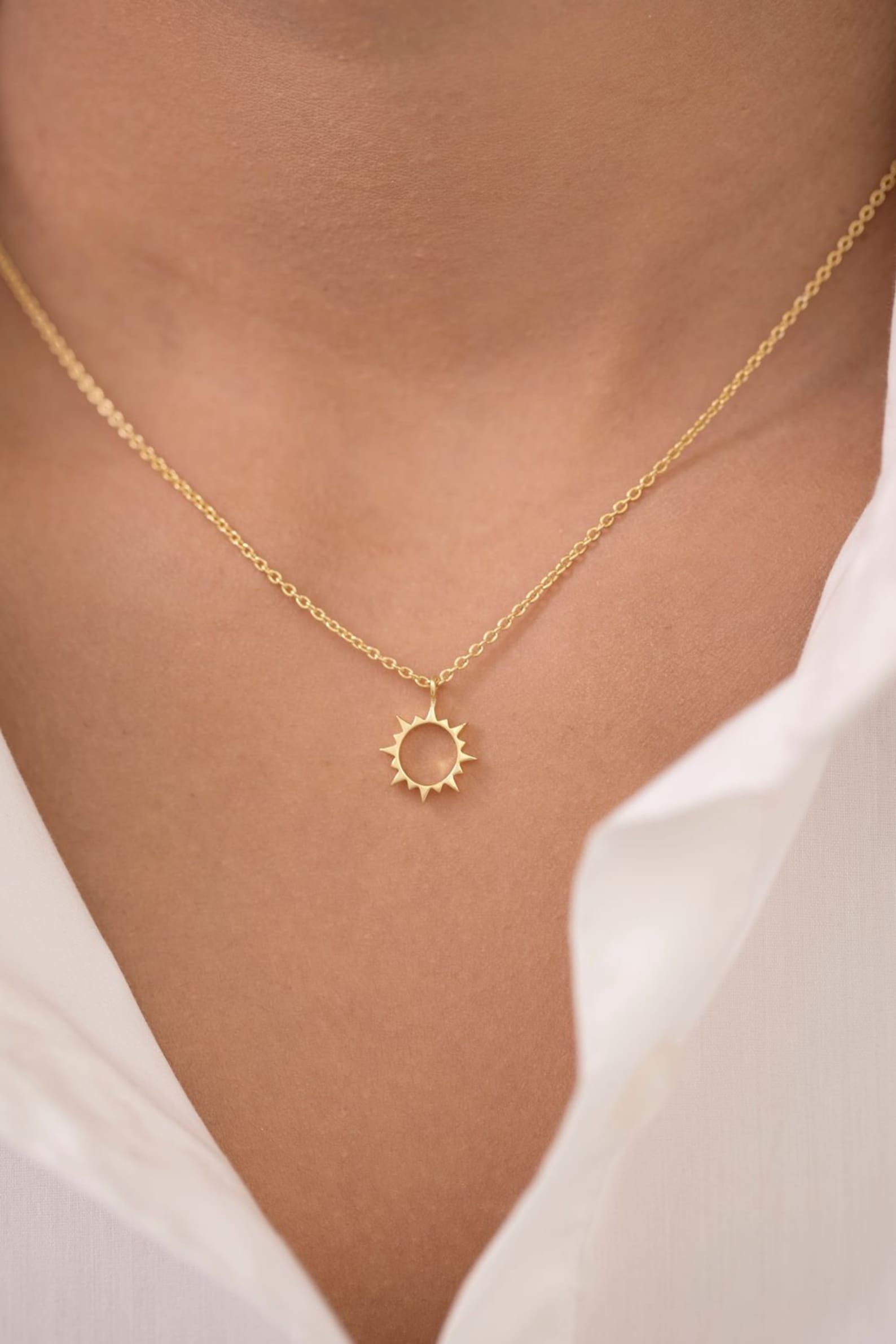 Sun Pendant Necklace, Sunshine Necklace, Minimalist Sunburst Necklace, Dainty Necklace for Women