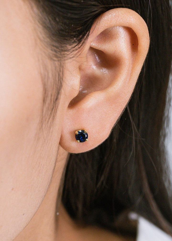 Four Prong Blue Sapphire Stud Earrings, September Birthstone Gifts, Starling Silver Sapphire Solitaire Earring, Everyday Earrings