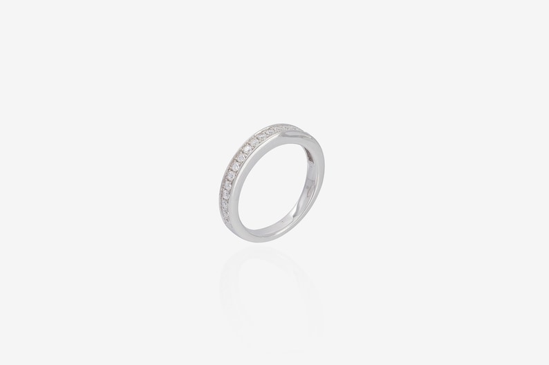 Channel Set Diamond Wedding Band, Half Eternity Stackable Ring, Diamond Wedding Ring, Anniversary Gifts