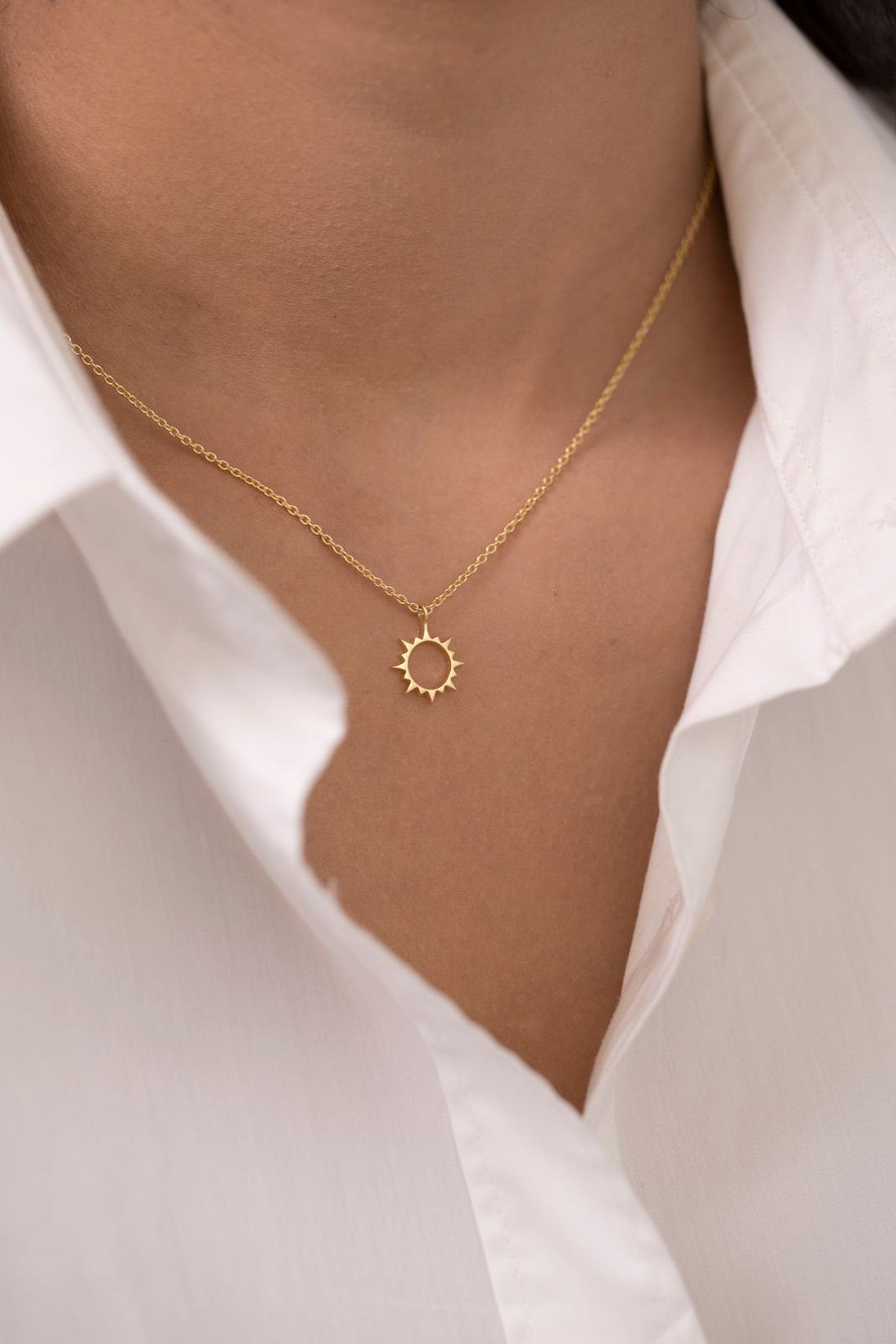 Sun Pendant Necklace, Sunshine Necklace, Minimalist Sunburst Necklace, Dainty Necklace for Women