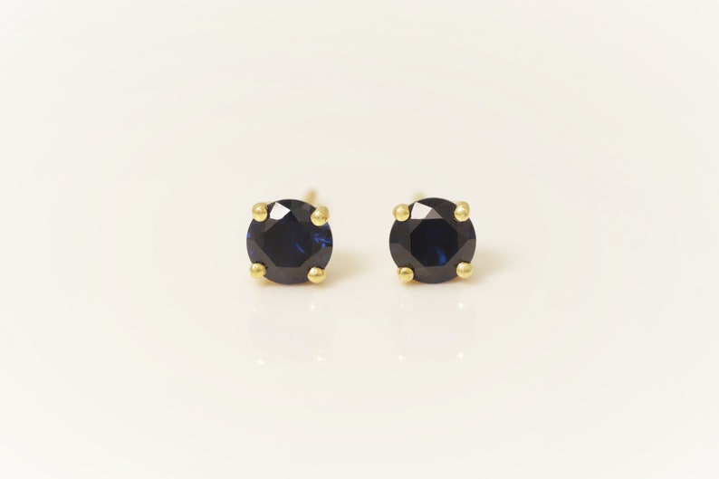 Four Prong Blue Sapphire Stud Earrings, September Birthstone Gifts, Starling Silver Sapphire Solitaire Earring, Everyday Earrings