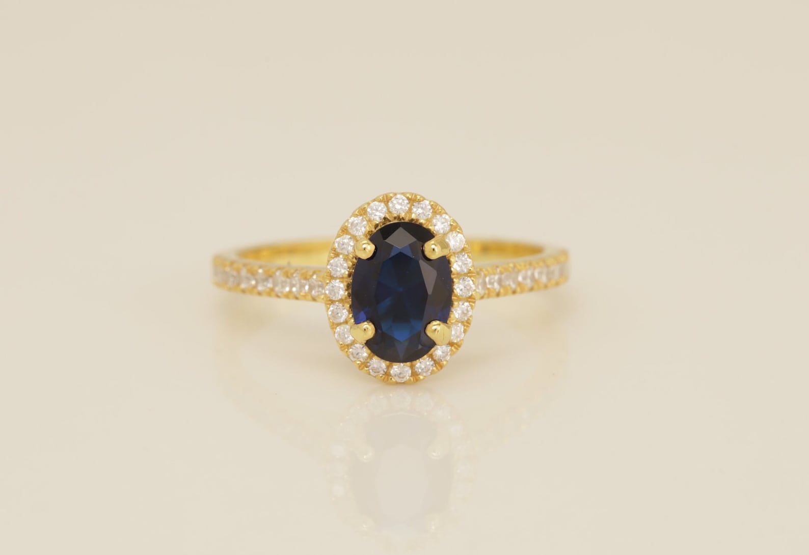 Diamond Halo Blue Sapphire Engagement Ring, Vintage Style Blue Sapphire Ring, September Birthstone Ring, Bridal Promise Ring for Women