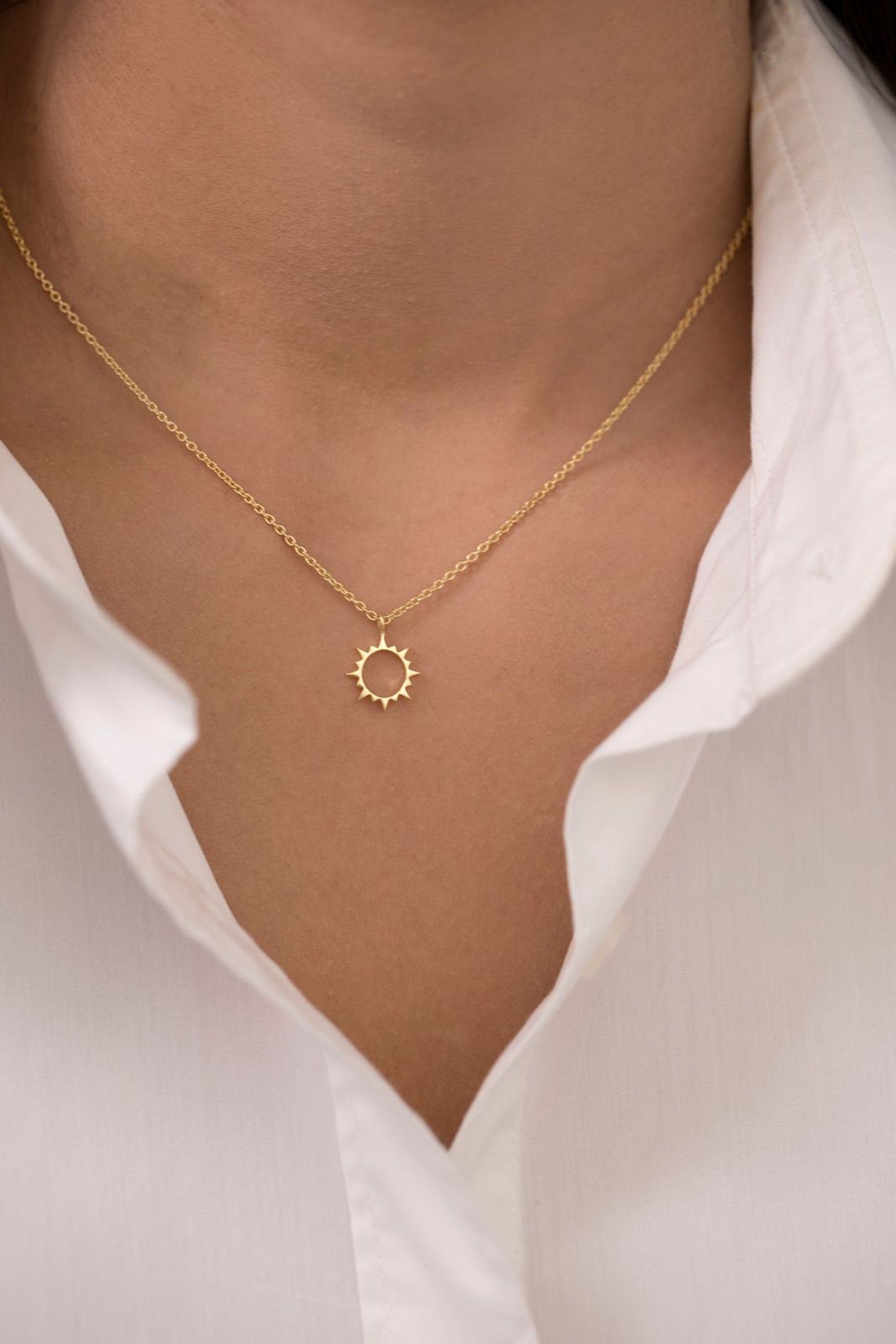 Sun Pendant Necklace, Sunshine Necklace, Minimalist Sunburst Necklace, Dainty Necklace for Women