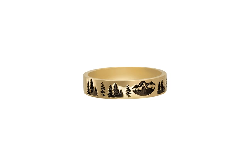 Evergreen Tree ring, Sterling Silver Nature Lover Ring, Forest Jewelry, Mountain Range Ring, Unique Wedding Ring