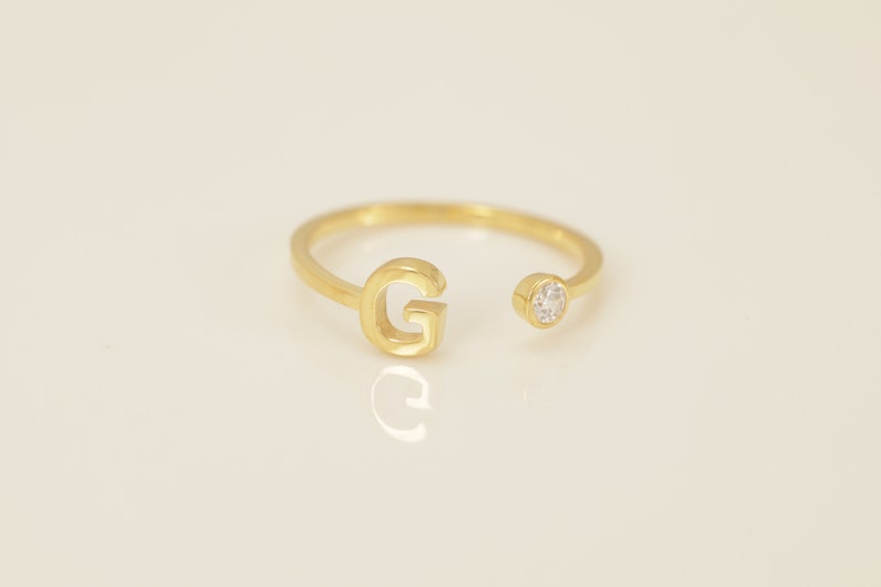 Personalized G Initial Rings, Open Cuff Ring, Dainty Initial Ring, Letter Name Ring, Gold Letter Ring, Stackable Letter Ring