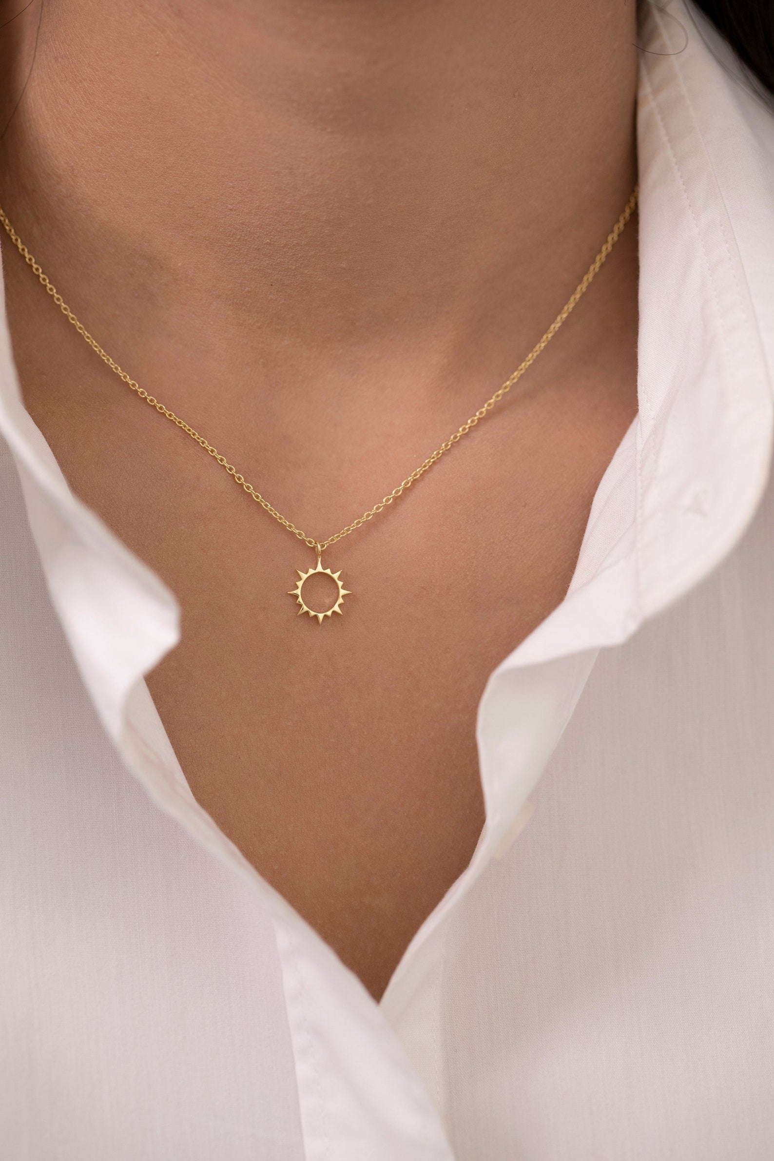 Sun Pendant Necklace, Sunshine Necklace, Minimalist Sunburst Necklace, Dainty Necklace for Women