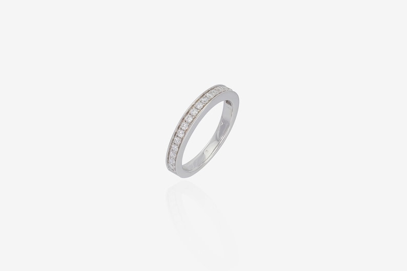 Channel Set Diamond Wedding Band, Half Eternity Stackable Ring, Diamond Wedding Ring, Anniversary Gifts