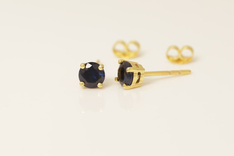 Four Prong Blue Sapphire Stud Earrings, September Birthstone Gifts, Starling Silver Sapphire Solitaire Earring, Everyday Earrings