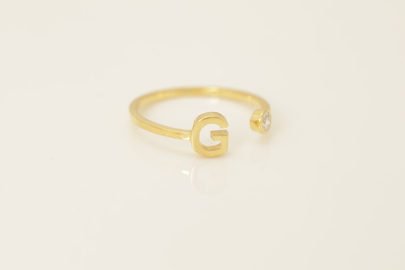 Personalized G Initial Rings, Open Cuff Ring, Dainty Initial Ring, Letter Name Ring, Gold Letter Ring, Stackable Letter Ring