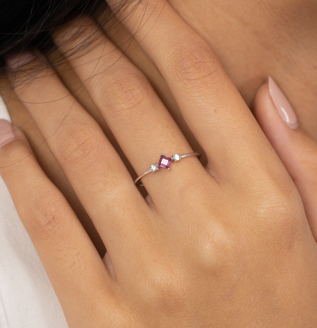 Princess Cut Ruby Engagement Ring, Vintage Wedding Ring, July Birthstone Ring, Anniversary Ring Gift for Her