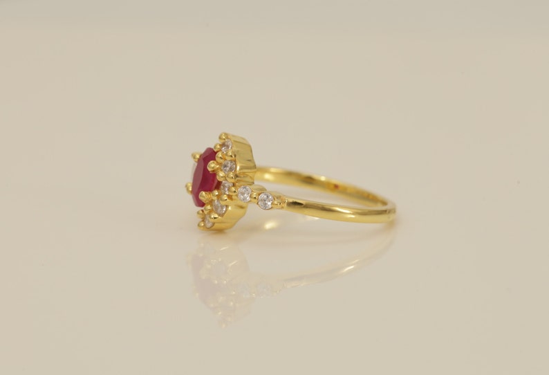 Ruby Engagement Ring, Cluster Engagement Ring, July Birthstone Ring, Unique Ruby Cluster Ring, Promise Ring