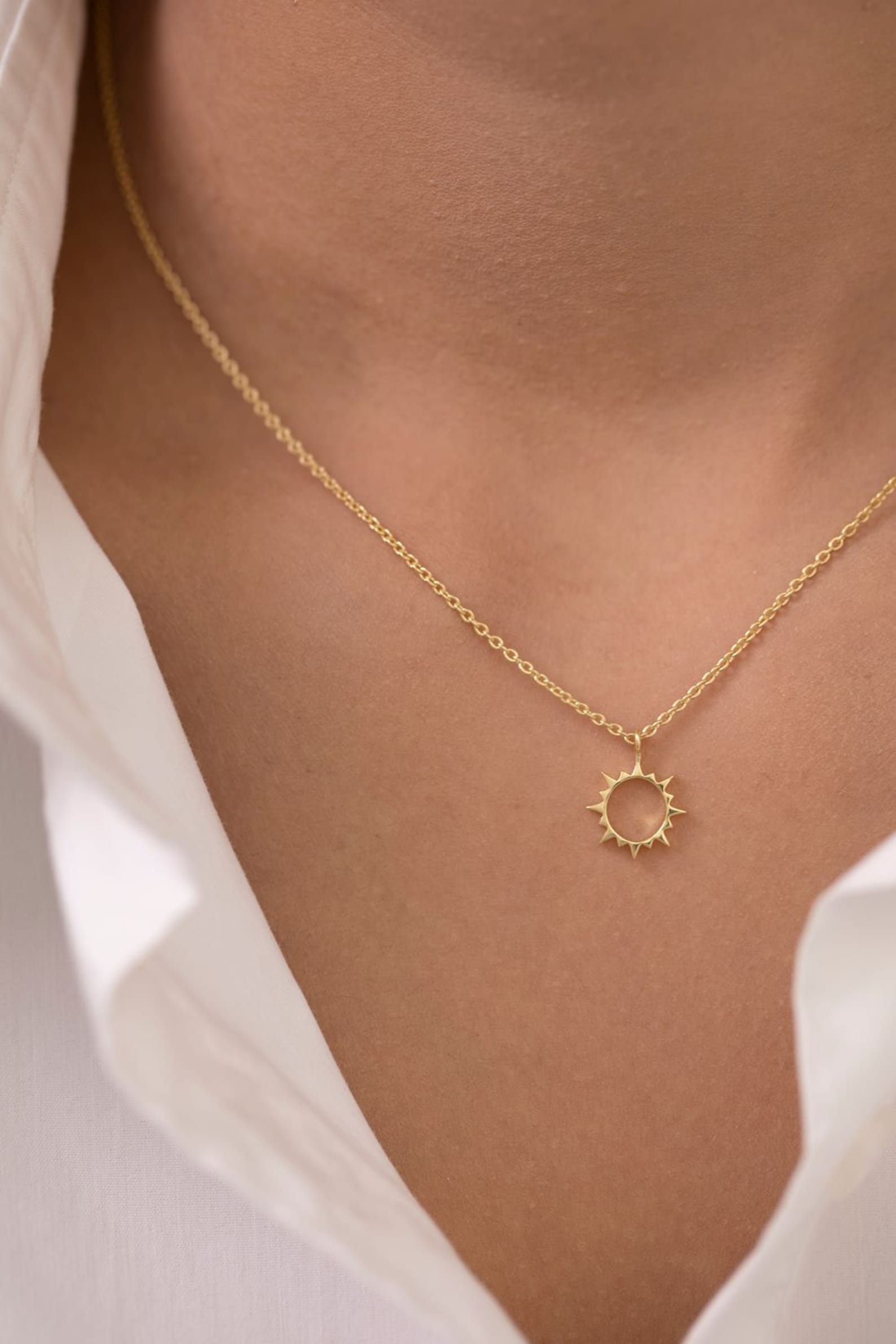 Sun Pendant Necklace, Sunshine Necklace, Minimalist Sunburst Necklace, Dainty Necklace for Women