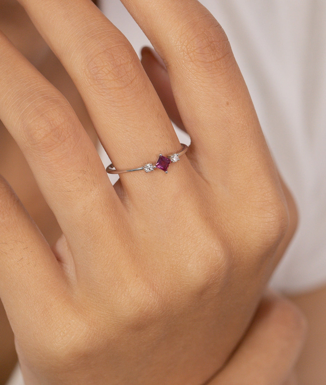 Princess Cut Ruby Engagement Ring, Vintage Wedding Ring, July Birthstone Ring, Anniversary Ring Gift for Her