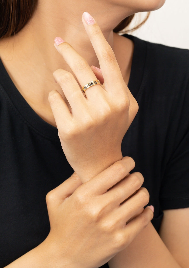 Evergreen Tree ring, Sterling Silver Nature Lover Ring, Forest Jewelry, Mountain Range Ring, Unique Wedding Ring