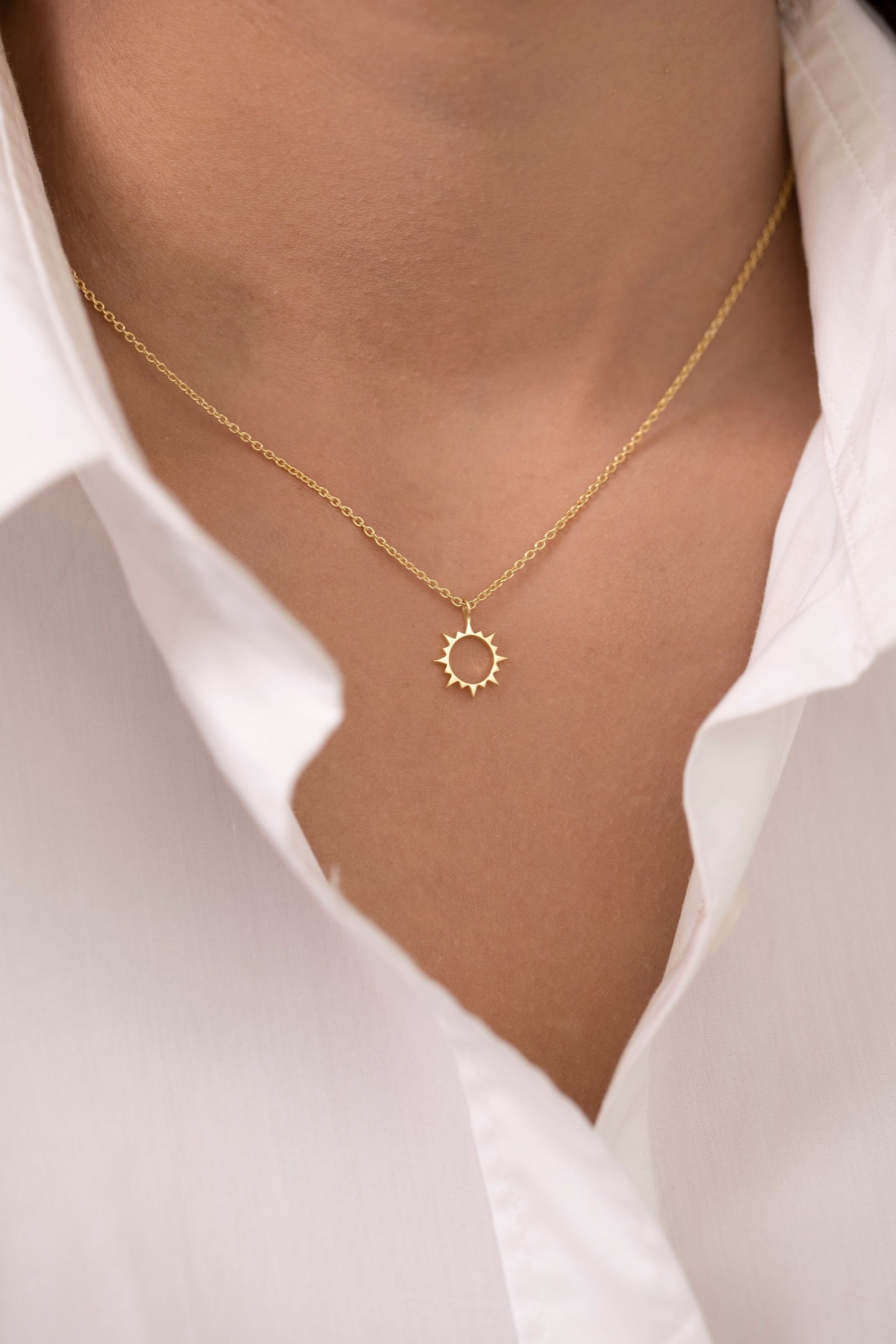Sun Pendant Necklace, Sunshine Necklace, Minimalist Sunburst Necklace, Dainty Necklace for Women