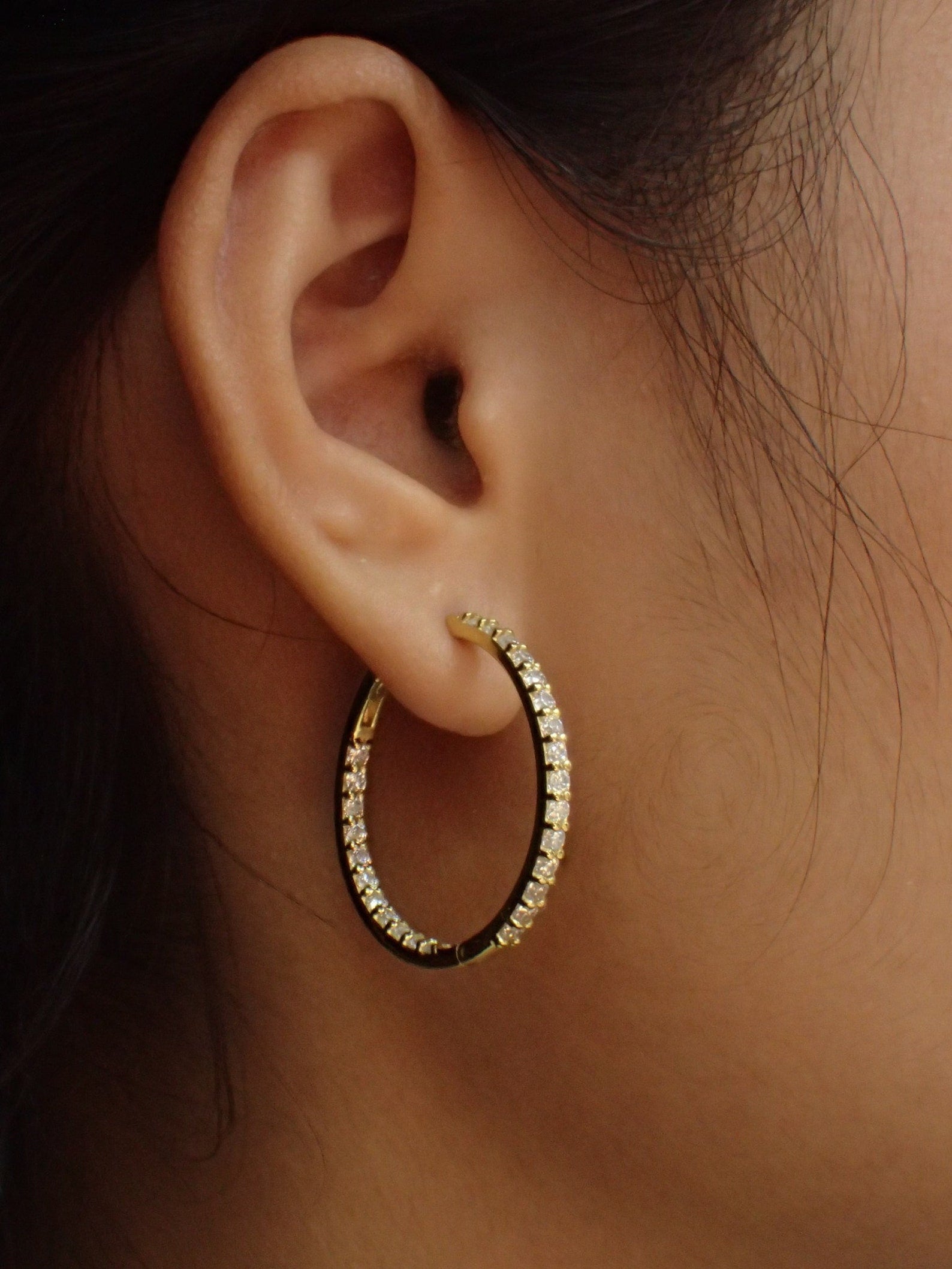 Moissanite Hoop Earrings / Huggie Hoops Earrings / Minimalist Hoop Earring Gift for Women, Delicate Wedding Earrings