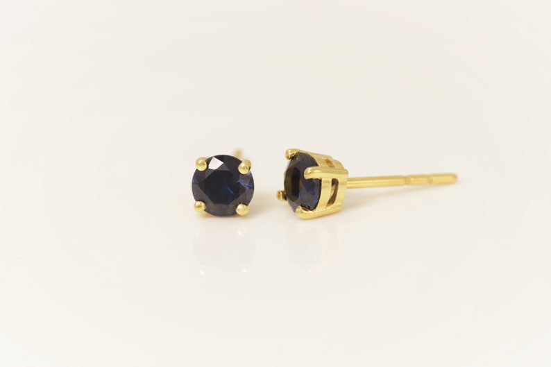 Four Prong Blue Sapphire Stud Earrings, September Birthstone Gifts, Starling Silver Sapphire Solitaire Earring, Everyday Earrings