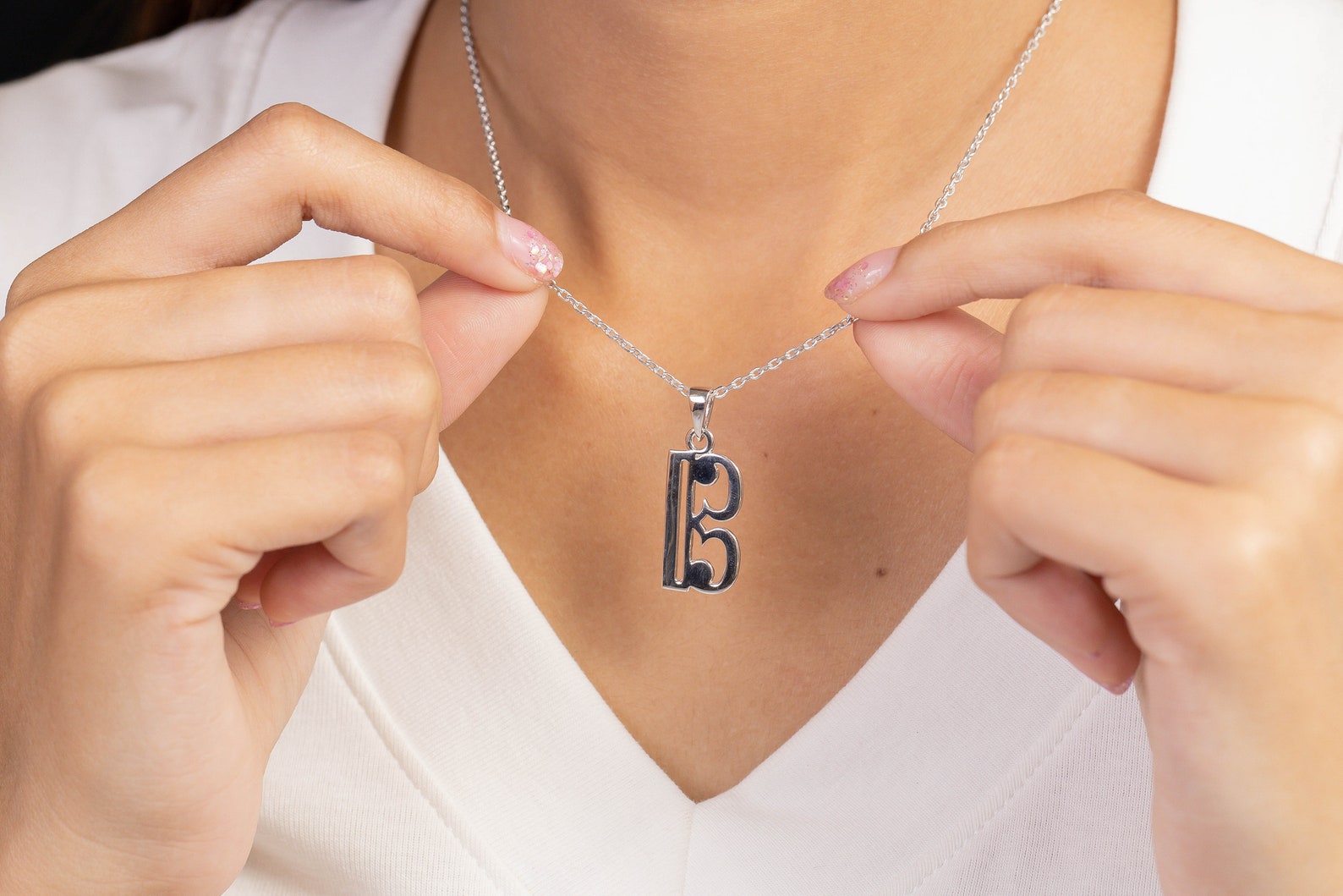 Alto Clef Necklace Pendant , Sterling Silver C Music Note Necklace, Teachers Gift, Thanksgiving Gift, Gift for Musician