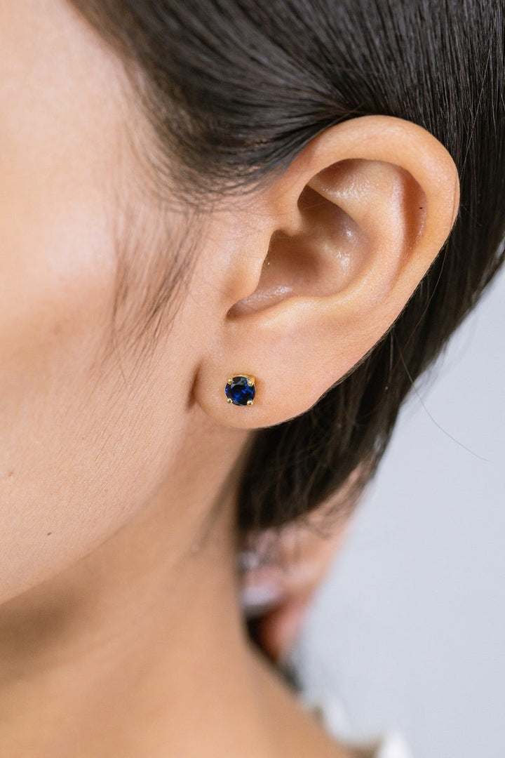 Four Prong Blue Sapphire Stud Earrings, September Birthstone Gifts, Starling Silver Sapphire Solitaire Earring, Everyday Earrings