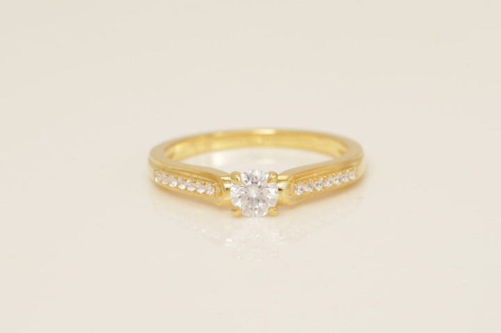Channel Set Diamond Engagement Ring, Solitaire Engagement Ring, Bridal Promise Ring for Women, Anniversary Ring