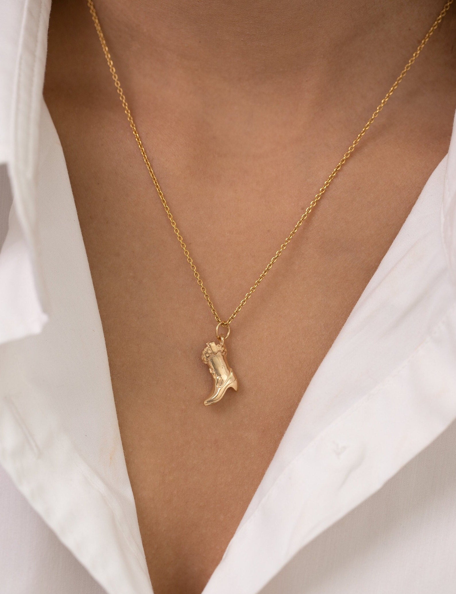 Boot Shoe Pendant Necklace, Boot Shoe Necklace, High Heel Shoe Charm, Fashion Charm Jewelry, High Heel Necklace