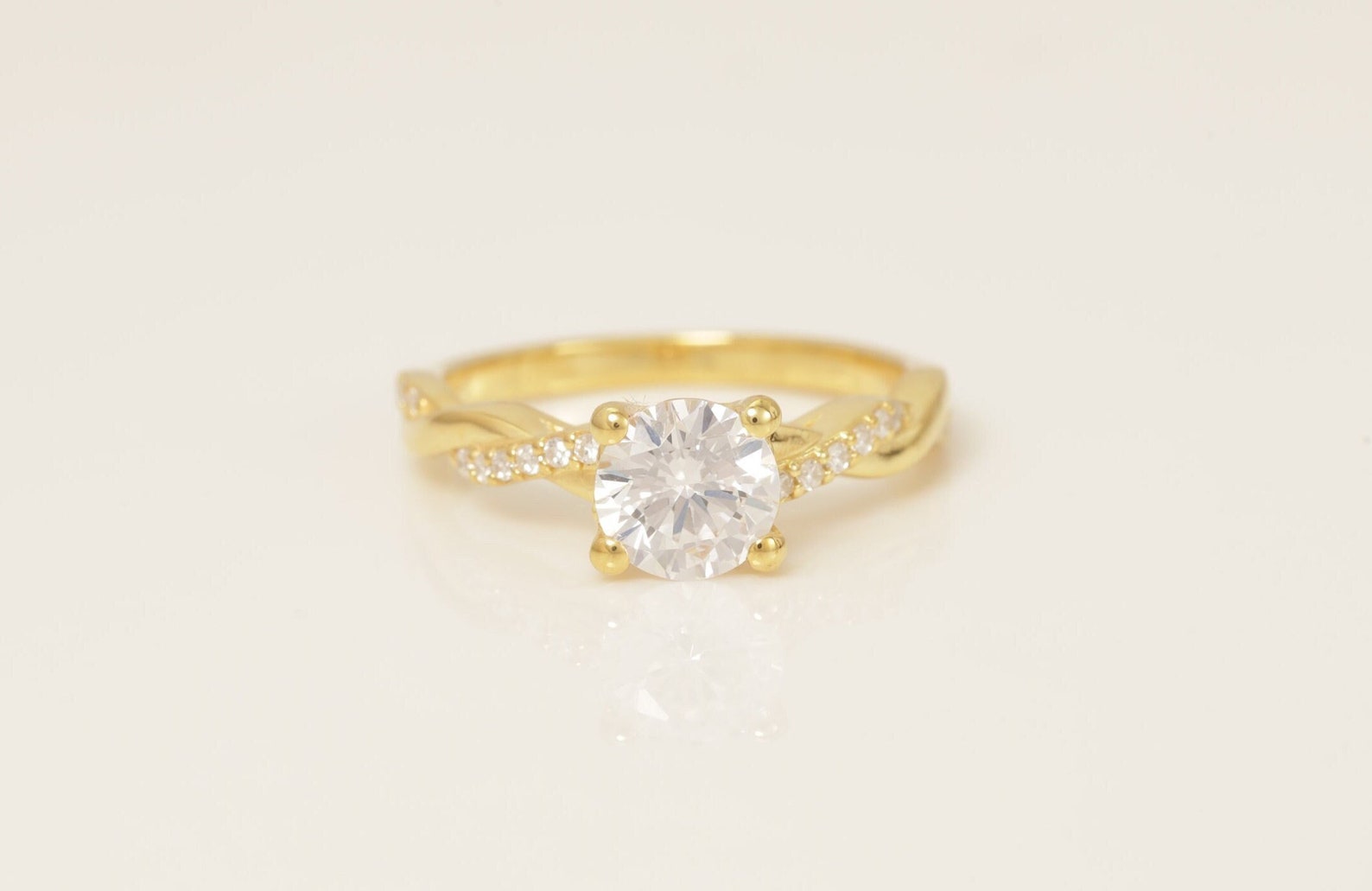 Diamond Petite Twist Engagement Ring, Twisted Vine Wedding Ring, Solitaire Engagement Ring, Anniversary Ring Gift for Her