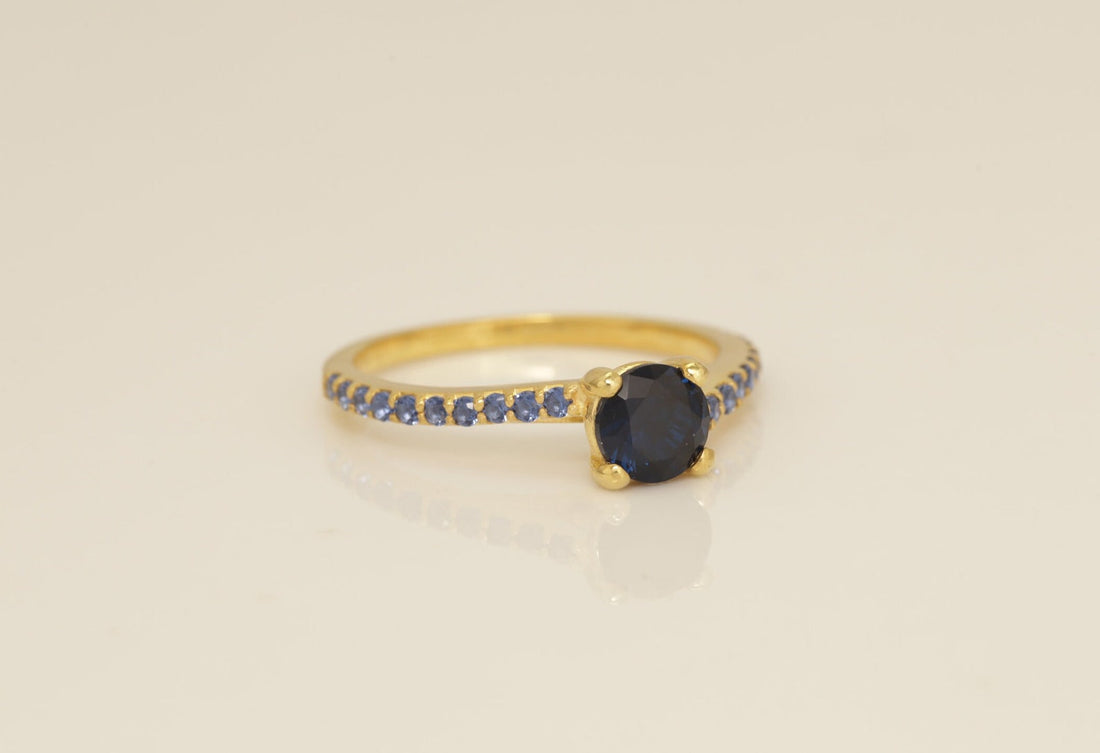 Cathedral Blue Sapphire Engagement Ring, Four Prong Blue Sapphire Wedding Ring, September Birthstone Ring, Bridal Promise Ring